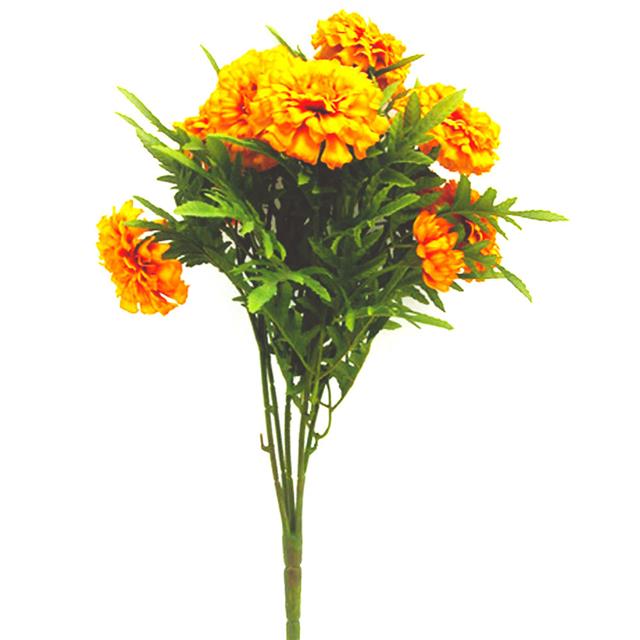 47cm Artificial Marigold Bush Orange Shelf Edge