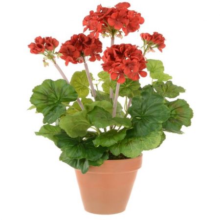 Artificial Red Geranium Plant | Faux potted geranium | Shelf Edge UK