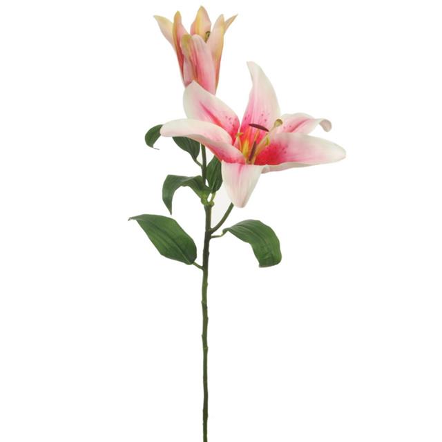 Artificial Pink Stargazer Lily | Two headed lily spray | Shelf Edge UK